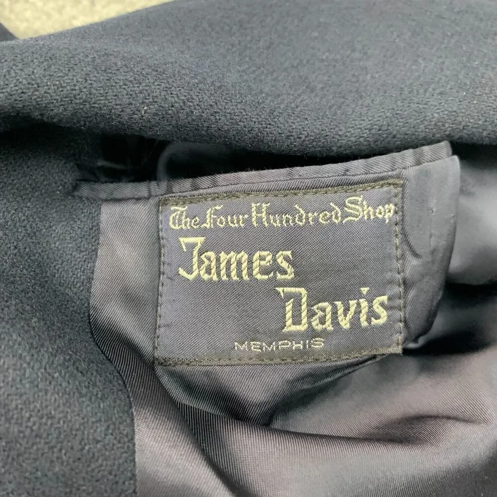 Vintage James Davis Blazer Men 42 Navy Blue Wool 2 Button Notch Lapel Sport Coat